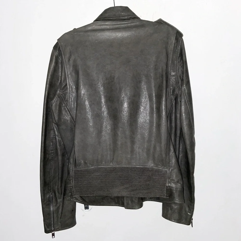 Marc Jacobs Biker/Motorcycle Leather Jacket Gray - Picture 5 of 9